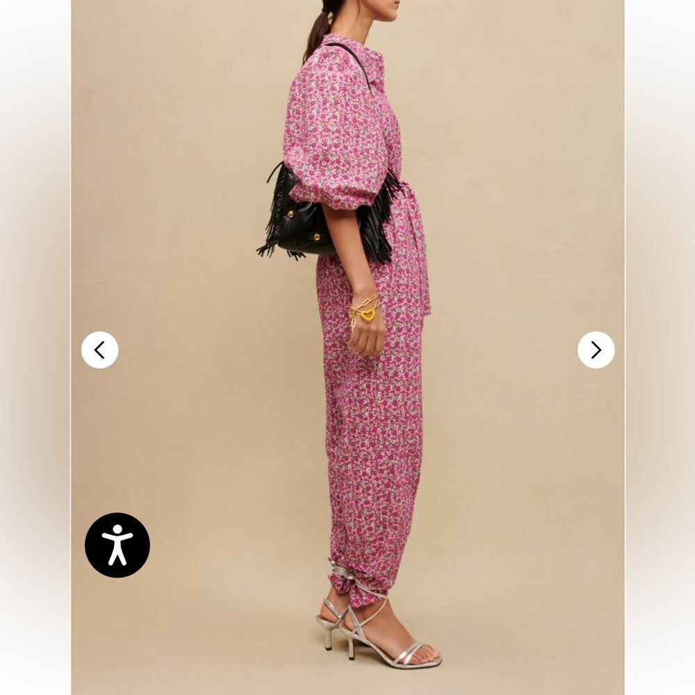 Maje Pink Floral Jumpsuit eyelet cotton one piece $565 NWT 42 XL - Picture 4 of 13